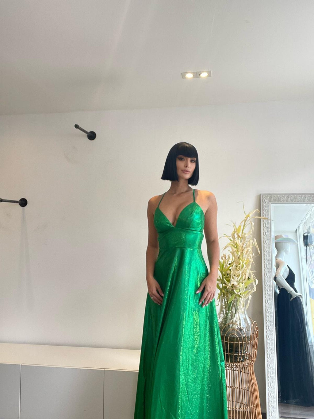 Green long dress