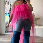 Pink Puffy Mesh Top
