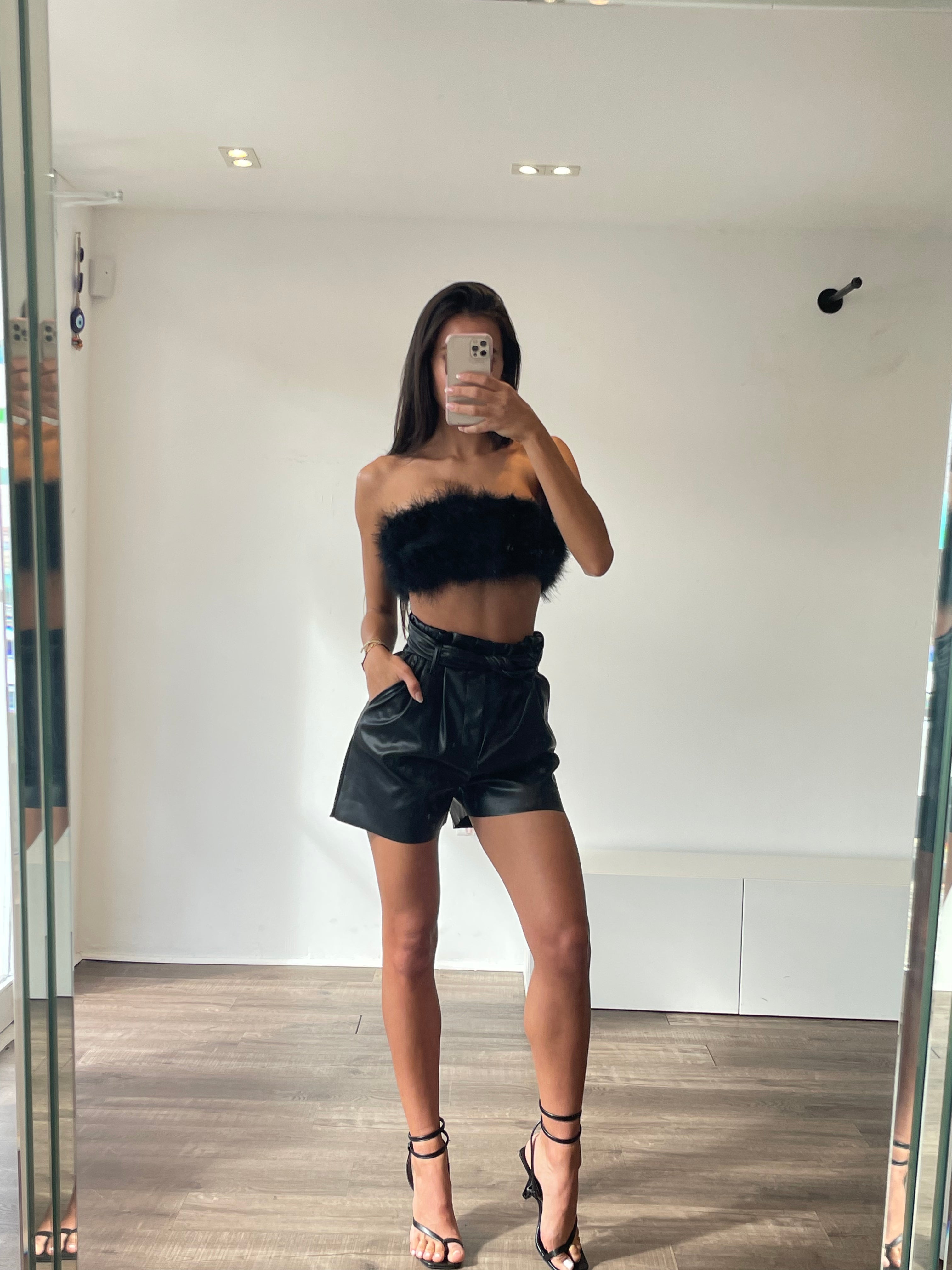Leather black shorts