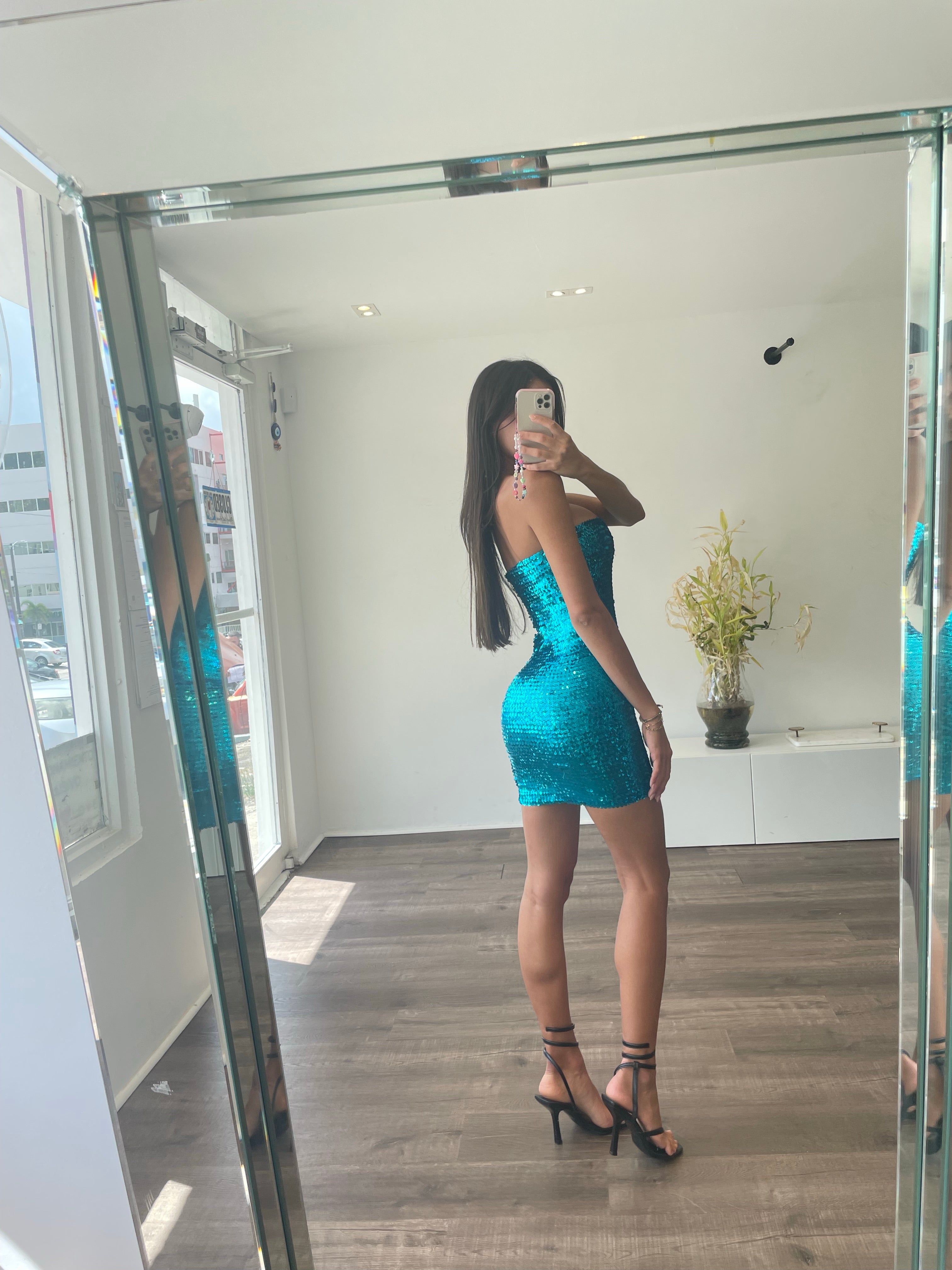 Turquoise bodycon dress