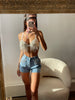Pear and rhinestone shorts
